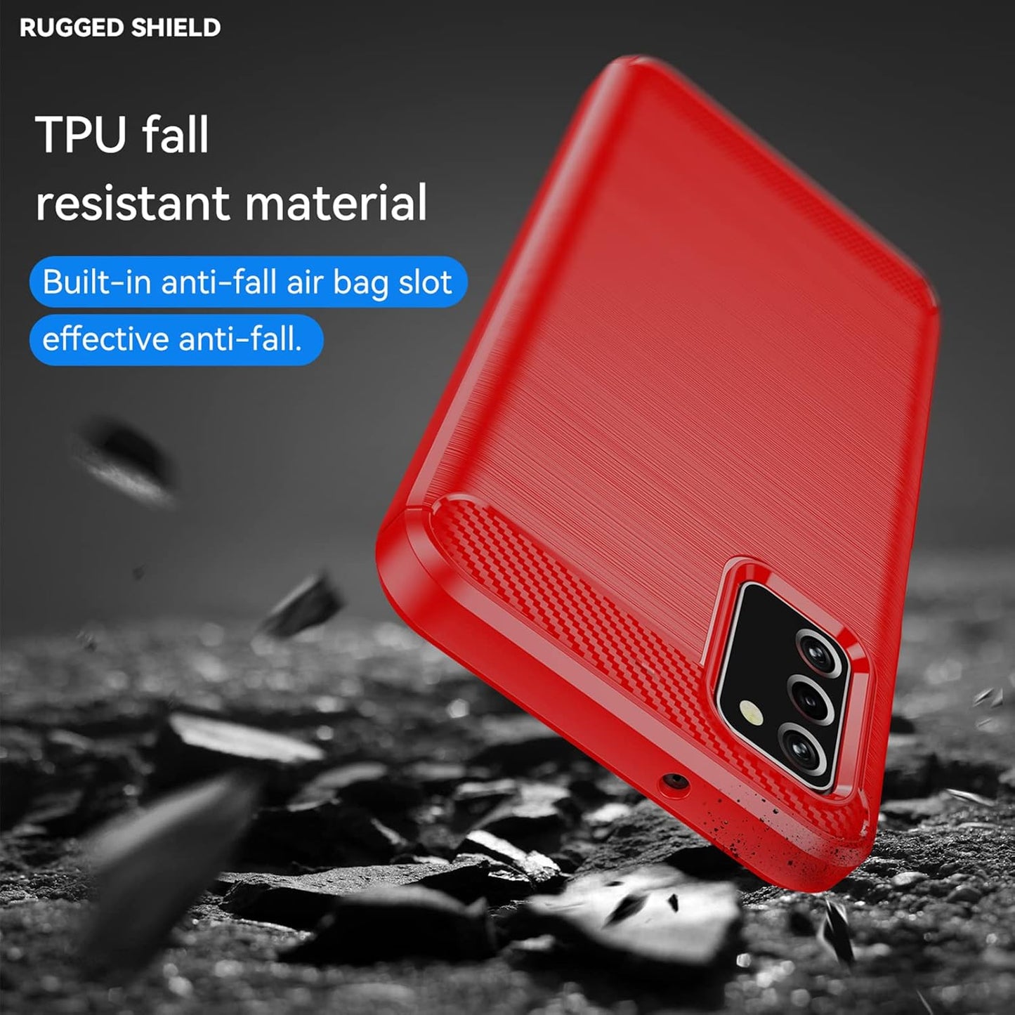 Samsung A03S Case with HD Screen Protector, Fashion Shock-Absorption Flexible TPU Bumper Soft Rubber Case, Red