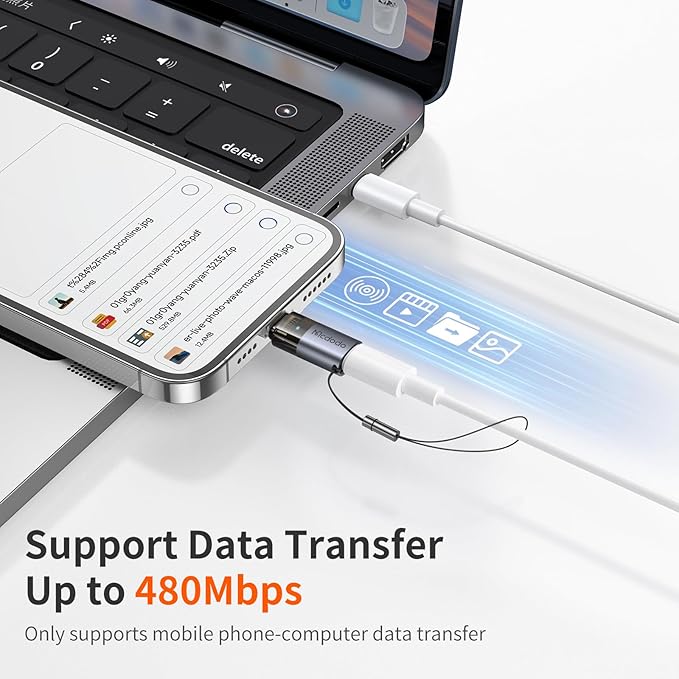 mcdodo 36W USB-C to Lightning Adapter with Lanyard, Type-C to Lightning Adapter PD Fast Charging for iPhone/AirPods/Original MacBook, Support Charging&Data Transmission
