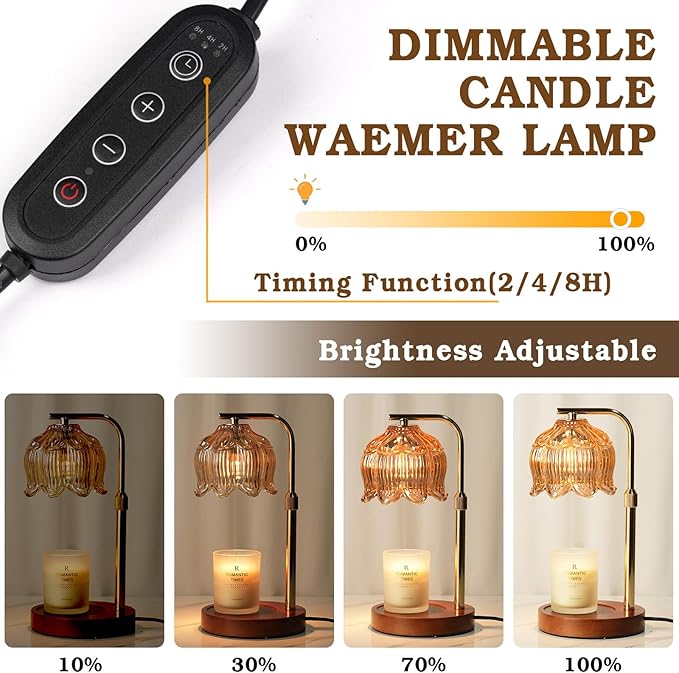 Candle Warmer Lamp with Timer, Christmas Birthday Gifts for Women Mom, House Warming New Home Room Decor, Height Adjustable Candle Heater Lamps for Jar Scented Candles with 2 Bulbs