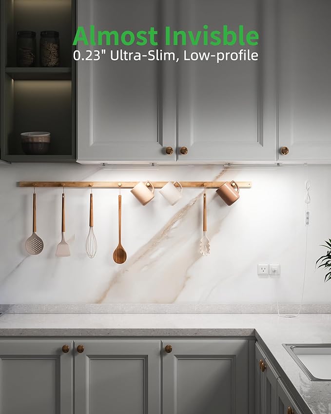 Under Cabinet Lighting Plug-in, Dimmable Under Counter Lights for Kitchen, 3pcs 12 Inch, Cold White 6000K Linkable USB Led Light Strip, Wired Led Light Bar for Desk,Sink,Workbench