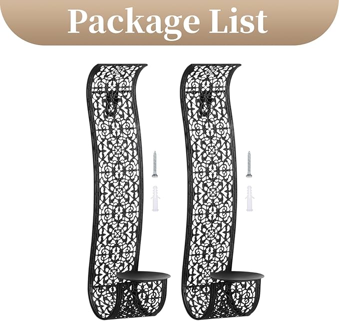 Sziqiqi Wall Candle Holder Decorative Candle Sconces - Wall-Mount Pillar Candles Holders for Living Room, Bathroom, Farmhouse, Wedding - Set of 2