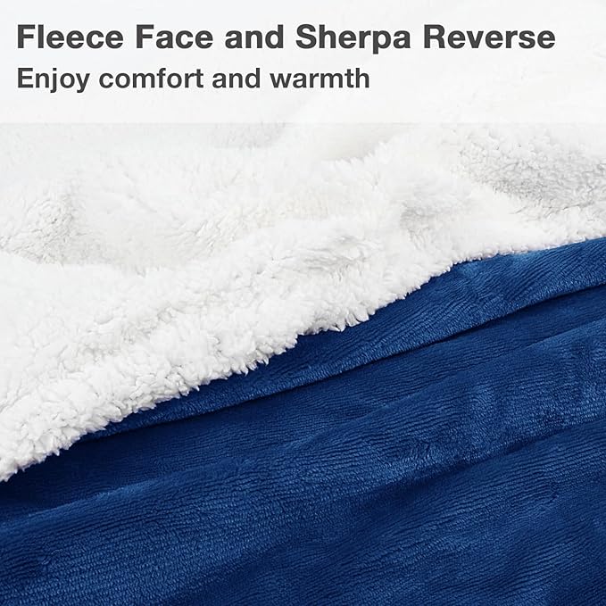 Catalonia Sherpa Wearable Blanket with Sleeves & Foot Pockets for Adult Women Men, Comfy Snuggly Wrap Sleeved Throw Blanket Robe, Gift Idea, Blue