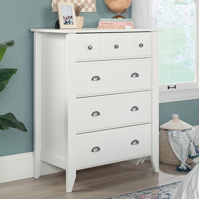 Sauder Shoal Creek Bedroom 4-Drawer Chest, in Soft White finish