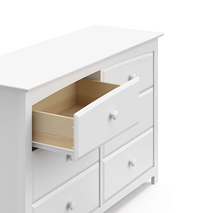 Storkcraft Kenton 6 Drawer Double Dresser (White) For Kids Bedroom, Nursery Dresser Organizer, Chest Of Drawers For Bedroom, Universal Design For Children’s Bedroom
