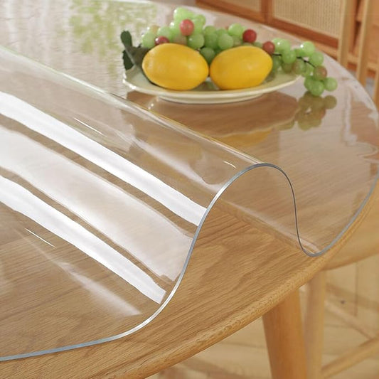 51 Inch Clear Round Table Cover Protector 1.5mm Thick Table Protector for Dining Room Waterproof Plastic PVC Vinyl Tablecloth Cover Circle Tabletop Desk Pad Mat for Furnture Coffee End Bed Side Table