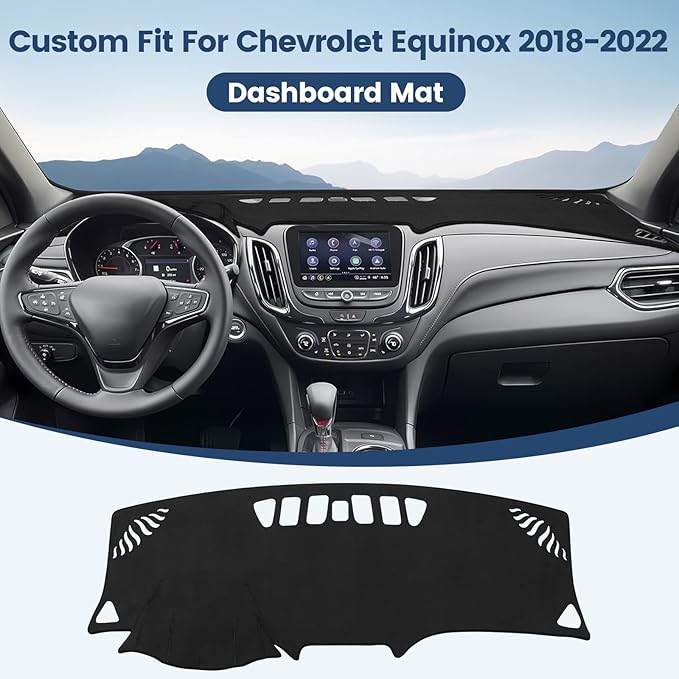 Dashboard Cover Mat Custom Fit for Chevrolet Equinox 2018-2022 Dash Cover Nonslip Dash Mat Protector Sunshade No Glare Black