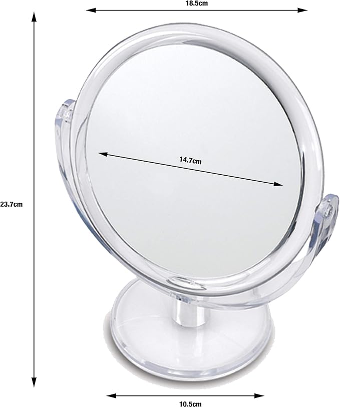 Danielle Creations 6.75-Inch Double Sided Vanity Makeup Mirror with Ultra Vue Glass, 12x Magnfication, Clear Acrylic