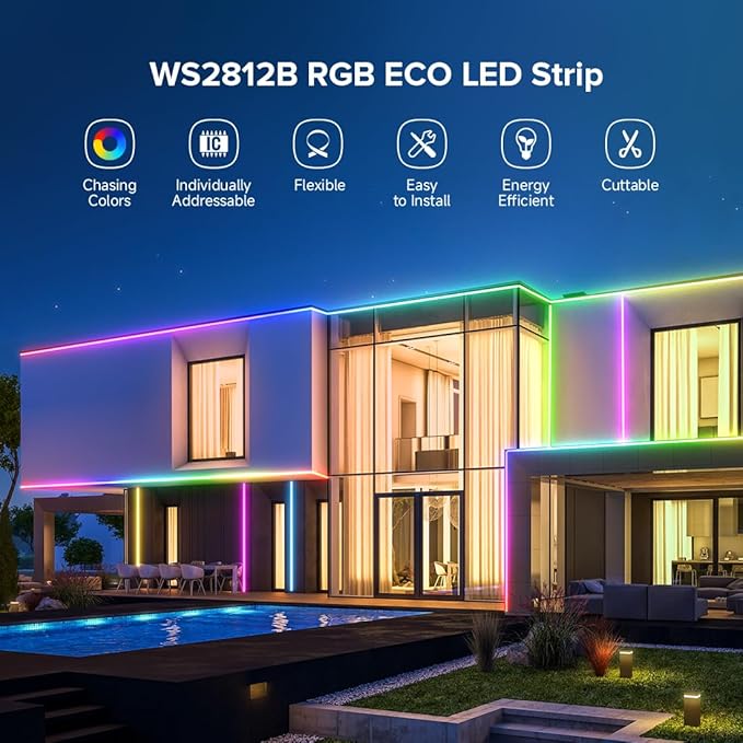 SEZO WS2812B LED Strip Light 3.3FT/1M 144LEDs/m Individually Addressable Programmable 5050SMD Digital RGB Alloy Wires Flexible Dream Color IP65 Waterproof PCB White DC5V