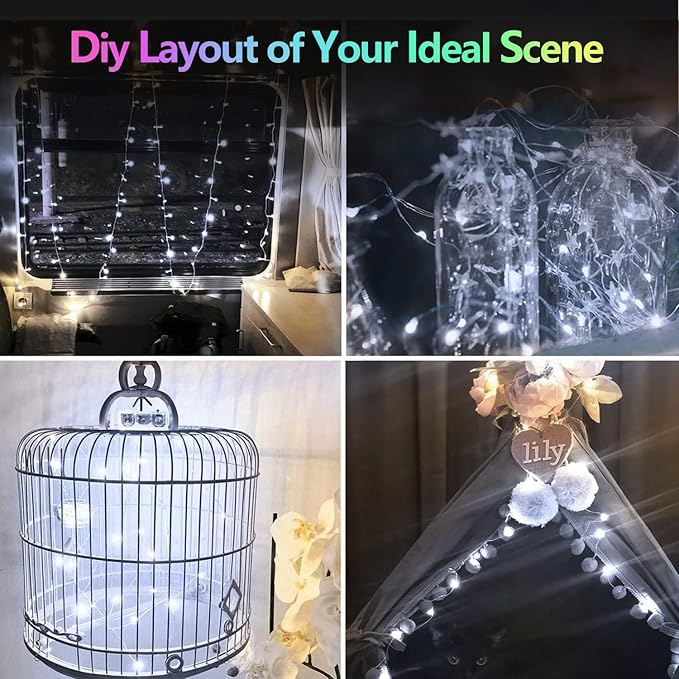 2 Pack 60 LED Christmas Fairy Lights Battery Operated with Timer, 20FT Waterproof Twinkle Lights Indoor Outdoor, String Lights for Bedroom, Wedding, DIY, Centerpiece, Christmas Decorations(Cool White)