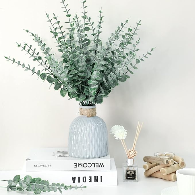 300 Pcs Eucalyptus Stems Faux Greenery Artificial Eucalyptus Leaves Eucalyptus Decor Greenery Stems Faux Greenery Branches for Wedding Centerpiece Flowers Bouquet Farmhouse Home Decor (Dark Green)