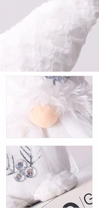 2 PC Christmas Gnomes Decoration Velvet Gnomes Swedish Tomte Handmade Scandinavian Figurine Nordic Plush Fall Winter Farmhouse Ornaments Home Decor Gift, White Silver Sequins, 10.6 Inch