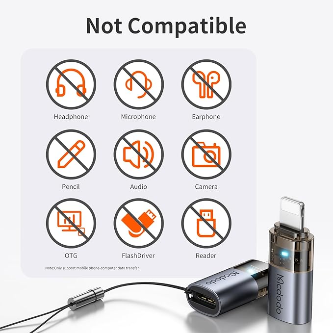mcdodo 36W USB-C to Lightning Adapter with Lanyard, Type-C to Lightning Adapter PD Fast Charging for iPhone/AirPods/Original MacBook, Support Charging&Data Transmission
