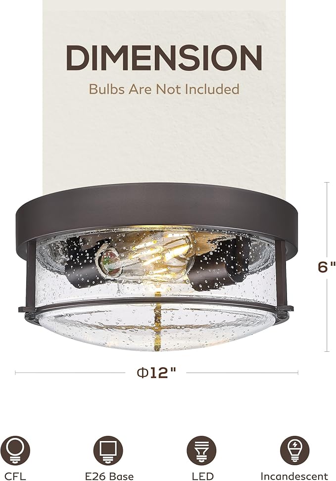 FEMILA Motion Sensor Outdoor Ceiling Light, Oil Rubbed Bronze Flush Mount Light Fixture, Farmhouse Porch Ceiling Lights Outdoor, 12" Kitchen Lighting Fixtures Ceiling Mount, 4FTJ22-F-SE ORB