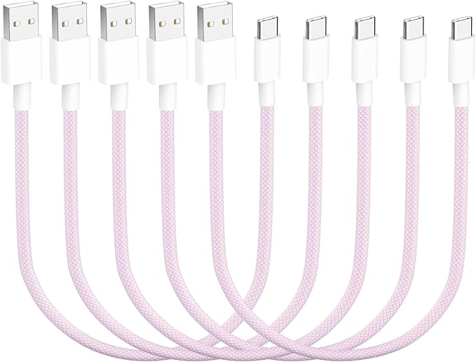 [Apple MFi Certified] 5 Pack Short iPhone 17 16 15 Fast Charger Cable, 8 inch USB A to USB C Cable Braided Fast Charging Cable CarPlay Cord for Apple iPhone 16 15 Pro Max, iPad, Galaxy S24 S25, Pixel