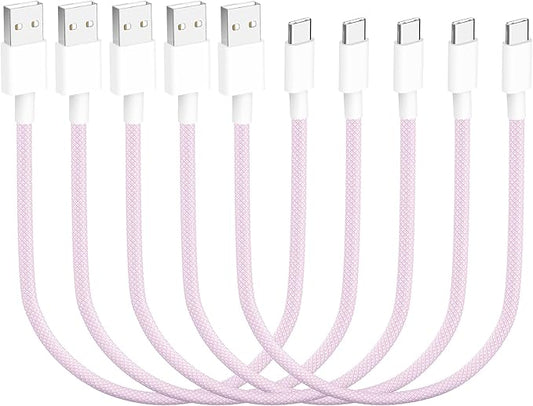 [Apple MFi Certified] 5 Pack Short iPhone 17 16 15 Fast Charger Cable, 8 inch USB A to USB C Cable Braided Fast Charging Cable CarPlay Cord for Apple iPhone 16 15 Pro Max, iPad, Galaxy S24 S25, Pixel