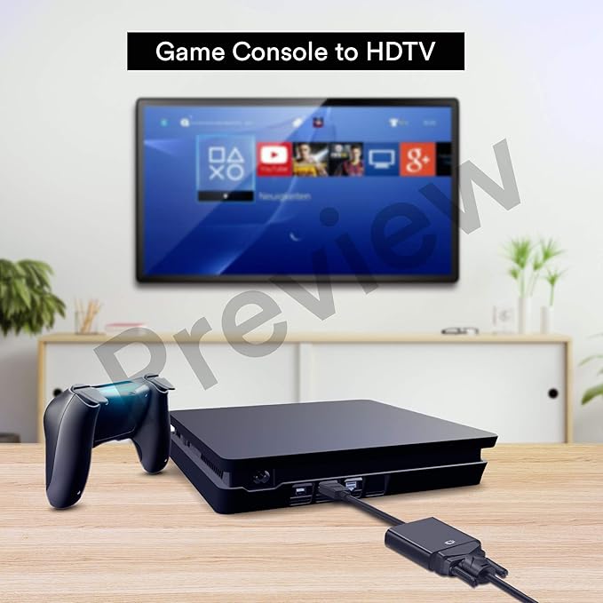 HDMI to VGA Adapter 1080P, HDMI Male to VGA Female Adapter with Audio and DC for Laptop,pc,Desktop,TVbox,Xbox,PS3,PS4 etc -Black