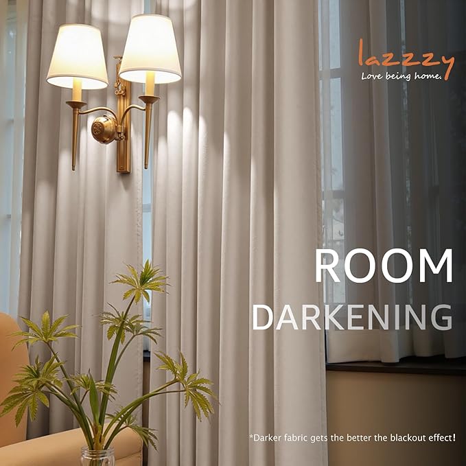 Lazzzy Velvet Blackout Curtains Thermal Insulated Room Window Drapes Super Soft Luxury Curtains for Living Room Bedroom Rod Pocket 2 Panels, Oatmeal, 52" W x 72" L