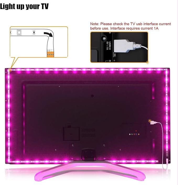 Tv Led Backlight,Maylit 14.3ft Led Strip Lights for 65-75in Tv,USB Powered Tv Lights kit with Remote,RGB Bias Lighting for Room Decor