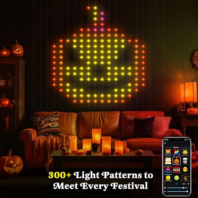 Smart Curtain Lights 400 LED, Color Changing LED Curtains Light 6.6 * 6.6 FT, DIY Fairy String Light Curtain for Bedroom Backdrop Party Indoor Outdoor Christmas Decor (APP +Remote Control)