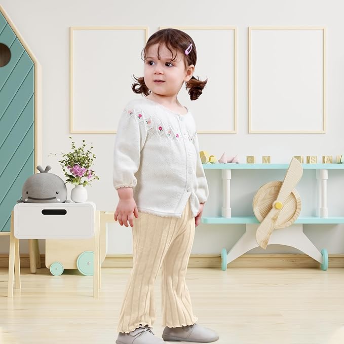 Neutocd Baby Girl Flare Pants Toddler Bell Bottoms Leggings Infant Stretchy Soft Trousers Solid Elastic Waist Pants