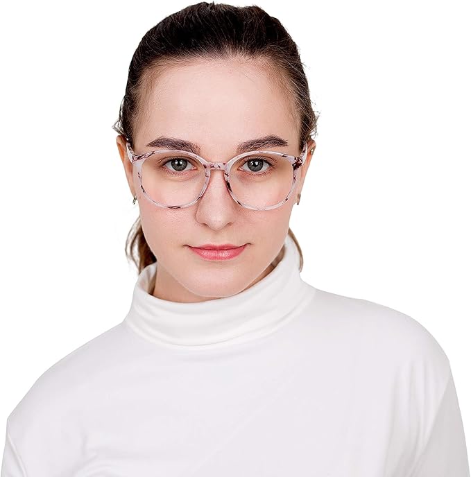 LifeArt Round Blue Light Blocking Glasses, Computer Glasses, Gaming Glasses, TV Glasses for Women Men (Marble, 2.00 Magnification)
