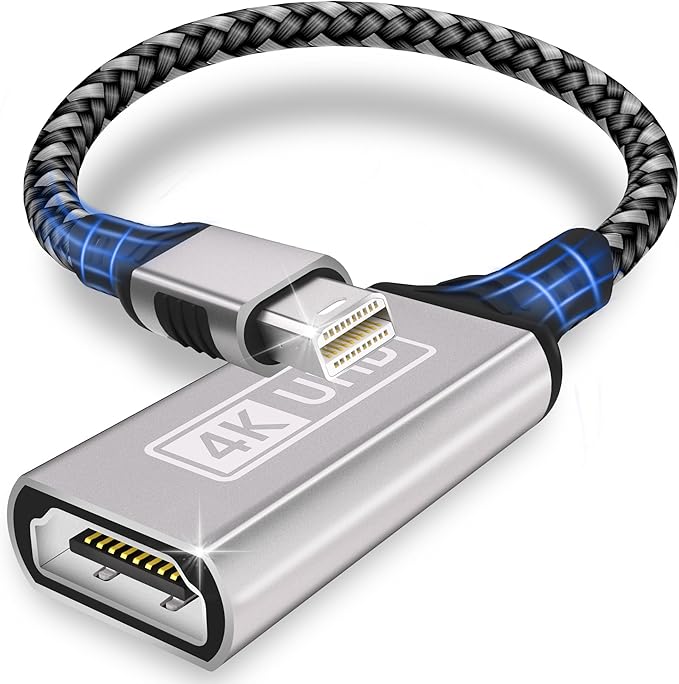 Mini DisplayPort to HDMI,4K Nylon Braided Aluminum Sleeve mini DP to HDMI Adapter Thunderbolt 1/2(miniDP) HDMI Adapter Compatible with MacBook Pro,MacBook Air,iMac,Surface Pro,XPS More