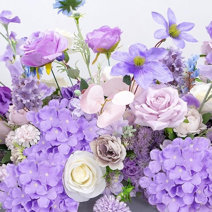 Artificial Flowers Silk Hydrangea Heads with Stems Fake Flowers for Wedding Home Party Shop Baby Shower Decor (Purple)