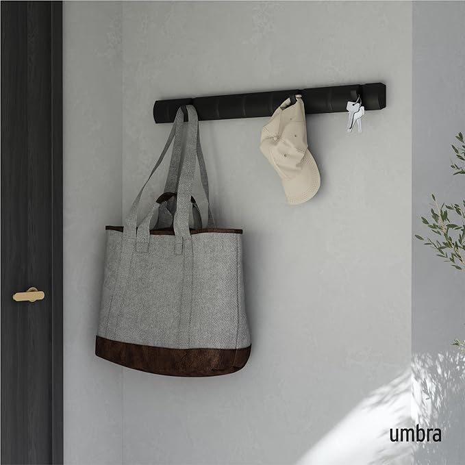 Umbra Flip 8 Hook Wall Mounted Coat Rack, Black