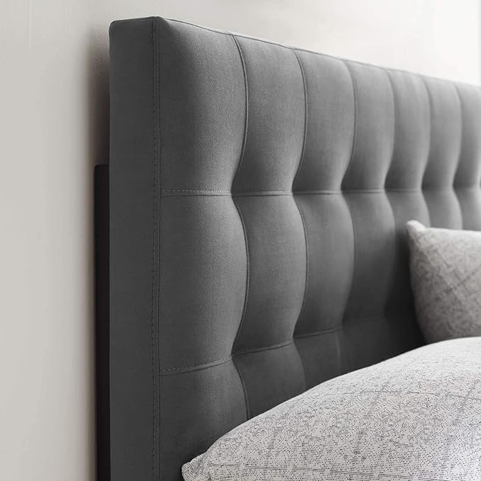 Modway Lily Queen Biscuit Tufted Performance Velvet Headboard, Gray