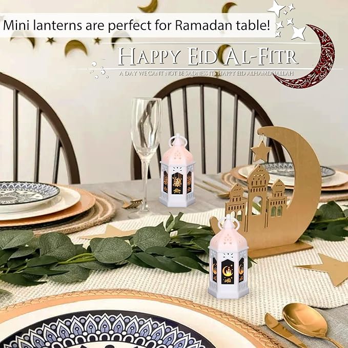 LLQ Mini Ramadan Lantern (12Pcs-5in) - Moroccan Small Lanterns Decorative, Eid Mubarak Decorations for Home, Ramadan Gifts for Family, Table Centerpiece