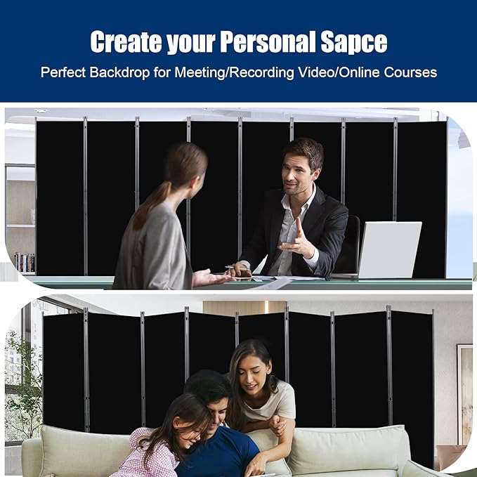 Room Divider 6FT Portable Room Dividers and Folding Privacy Screens, 176'' W Fabric Divider for Room Separation, 8 Panel Partition Room Dividers Freestanding Wall Divider Screen for Dorm Studio Office