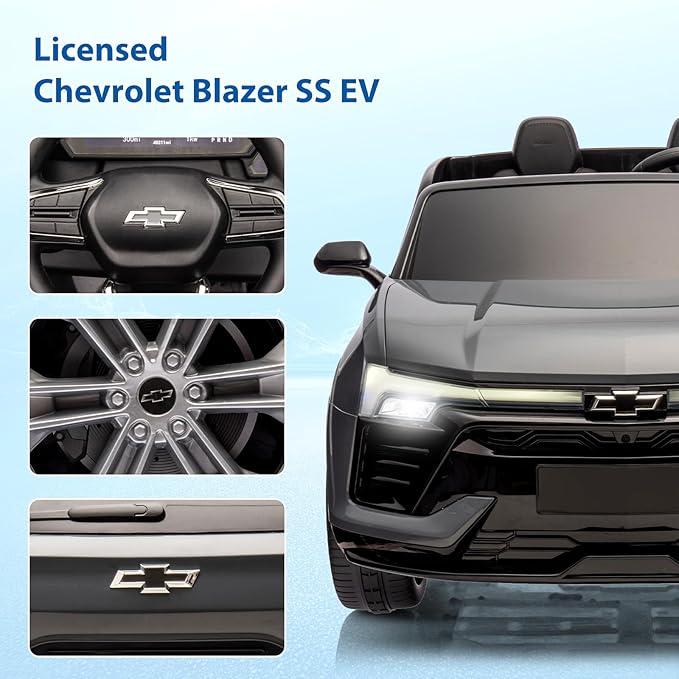Jojoka Baby Car 24V 2-Seater SUV Licensed Chevrolet Blazer Ride On Toy w/Parent Remote Control,4xSpring Suspension, Wireless Music, Electric Vehicle Car for Kids Ages 3-8,Gray