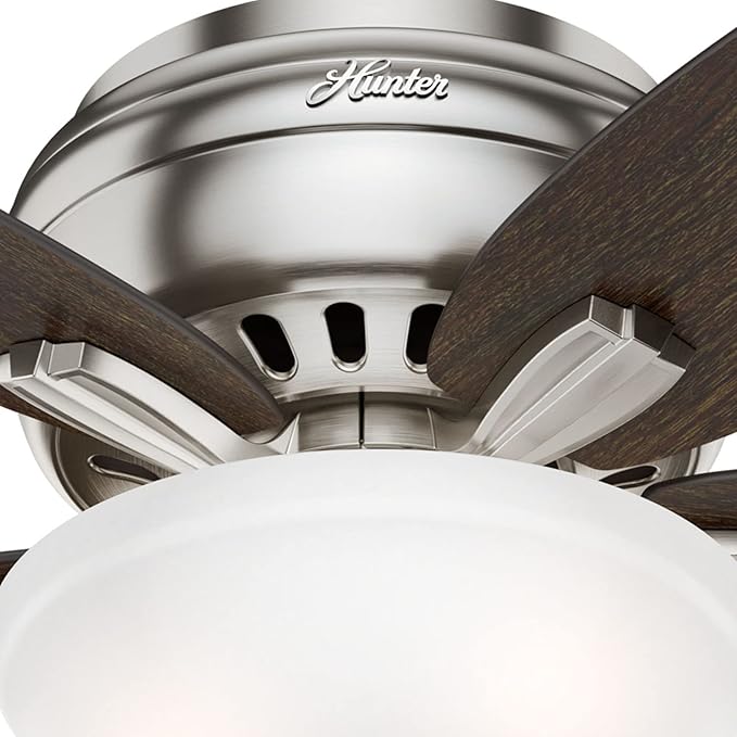 Hunter Fan Company, 51082, 42 inch Newsome Brushed Nickel Low Profile Ceiling Fan with LED Lights and Pull Chain