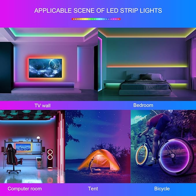 150ft Led Lights For Bedroom (2 Rolls of 75ft), Led Strip Lights Music Sync Color Changing, Led Light Strip With Remote & App Control Rgb Strip, Led Lights For Room Dorm Home Classroom Ceiling Decor