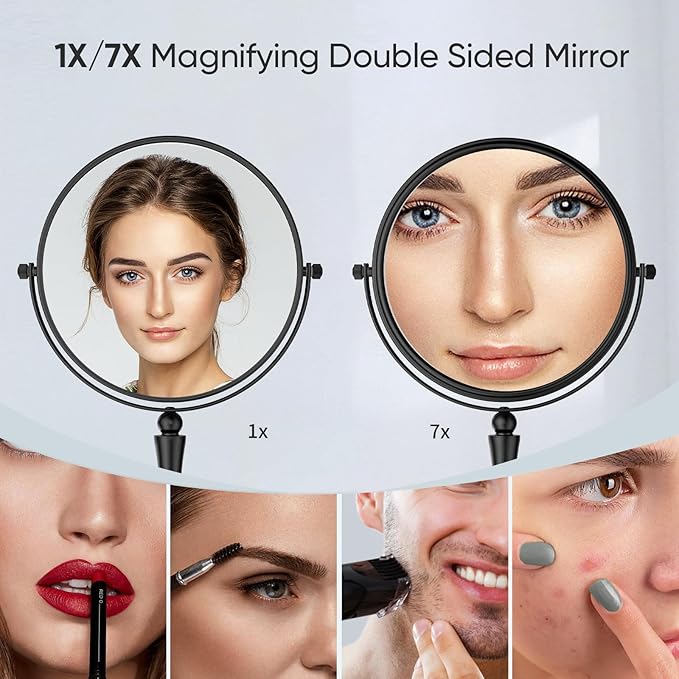 Nicesail 8' Desk Vanity Mirror, Double-Sided with 1X/7X Magnification, Makeup Mirror for Home, Hotel, Desktop