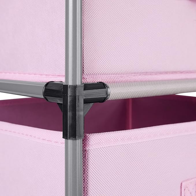 Juvale 4-Tier Dresser for Bedroom - 16.5 x 13 x 33 in, Pink, Modern - Closet Dresser with 4 Fabric Drawers for Clothes & Bedroom Storage