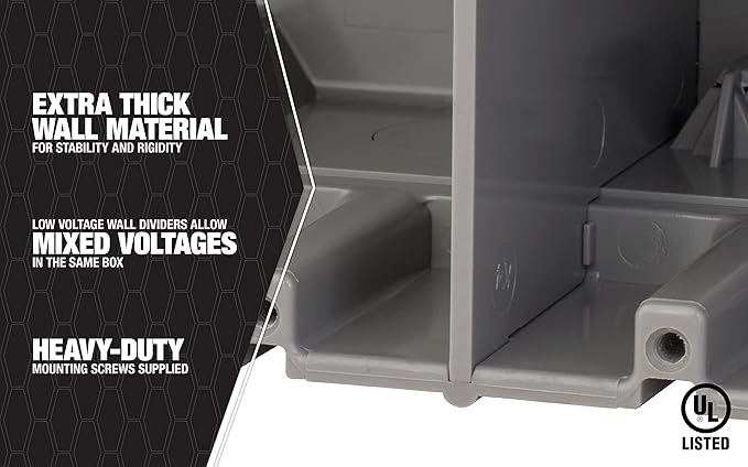 Southwire MSBMMT3G 3 Gang Multi Mount Device Box with Depth Adjustable; Heavy Duty 42lb; Gray