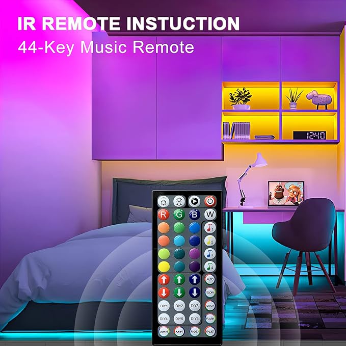 Tenmiro 32.8ft Led Strip Lights, RGB LED Smart Music Sync Color Changing LED Lights Strips with Remote Led Lights for Bedroom, Kitchen, Home, TV, Parties and Fstivals