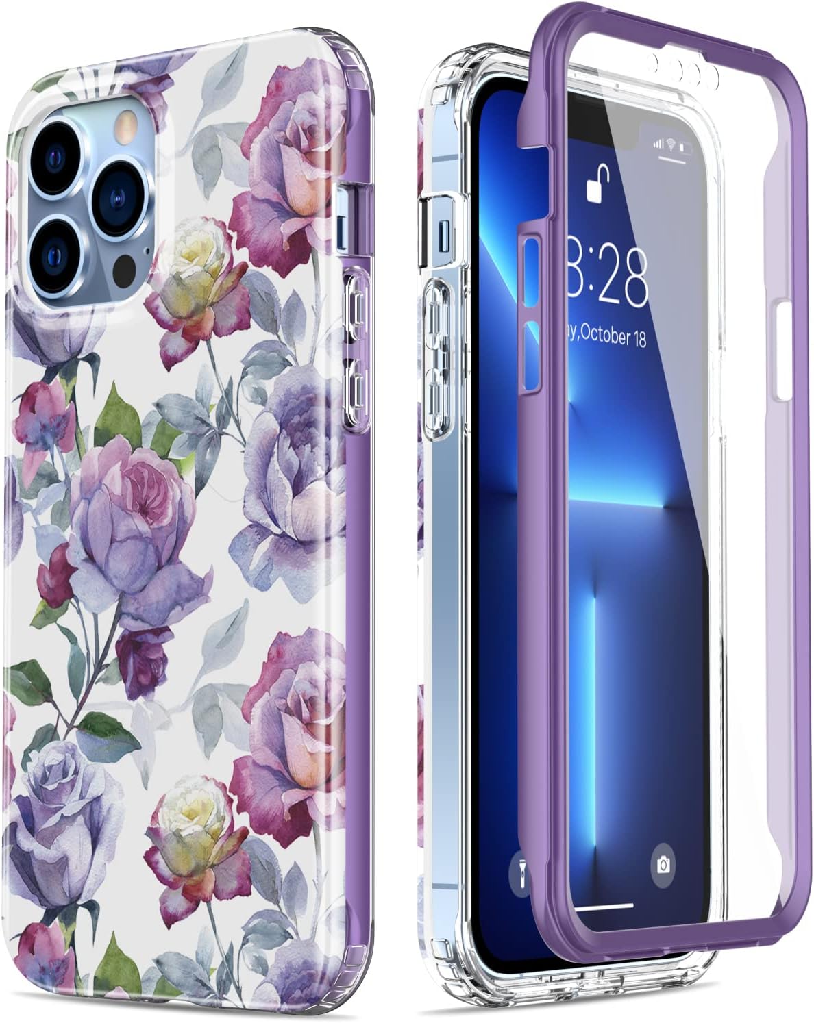 Esdot iPhone 13 Pro Max Case with Built-in Screen Protector, Military Grade Cover with Fashion Designs