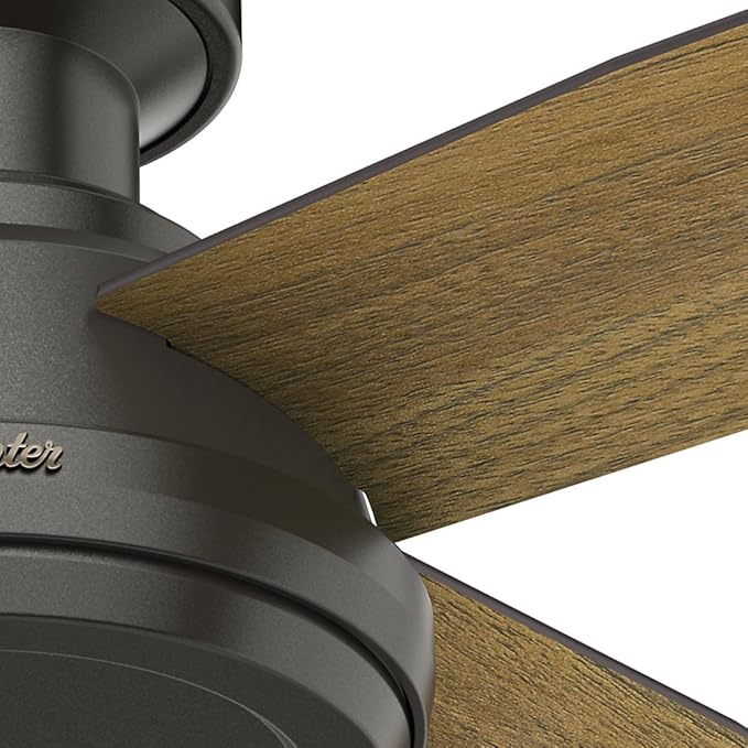 Hunter Fan Company 59249 Dempsey 52 inch Ceiling Fan with Light and Remote, Low Profile Indoor, Noble Bronze Finish