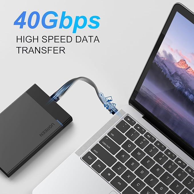 2Pack Male to Male 0.4Ft USB C Flex Adapter, Compatible with Thunderbolt 4/3, USB4/3, Support 240W Fast Charging, 8K Display, 40Gbps Data Transfer.