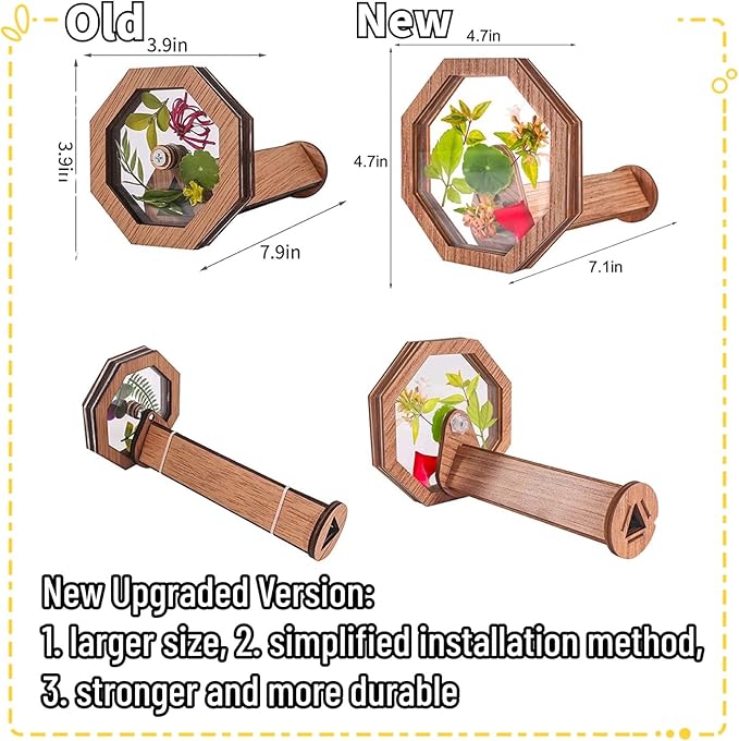 Natural DIY Kaleidoscope Kit, New Wooden Magic Rotating Kaleidoscope Making Set for Nature Lovers, Best Gift, Outdoor Classic Handmade Education Toys (2 Pcs Normal+Flower)