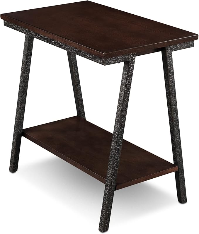 Leick Home 11405 Empiria Narrow Side Table with Shelf, Walnut and Foundry Bronze