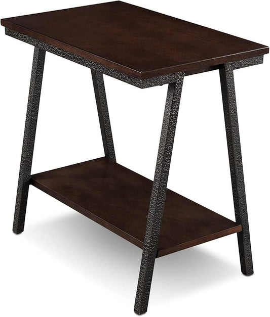 Leick Home 11405 Empiria Narrow Side Table with Shelf, Walnut and Foundry Bronze