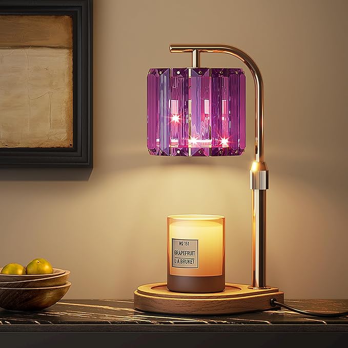 IN HAPPY Candle Warmer Lamp with Timer Dimmer-Adjustable Height, Birthday Gifts for Women Mom, House Warming Gifts New Home Decor, Wax Melt Warmer for Scented Jar Candles with 2 Bulbs (Purple)