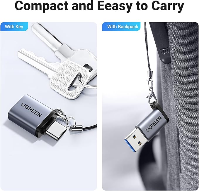UGREEN USB to USB C Adapter 2 Pack,10Gbps USB C Female to USB Male Adapter Thunderbolt Compatible with iPhone 16 15, MacBook, iPad, Samsung Galaxy,Apple MagSafe Watch 9/8