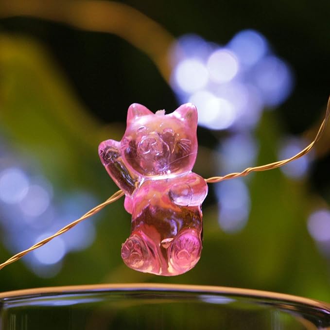 Impress Life 3D Kitty Cat String Lights:10 ft 30 LEDs Fairy Lights USB & Battery Powered with Remote Cute Kitten Animal Lights for Bedroom Home Wedding Birthday Party Indoor Christmas Decorations