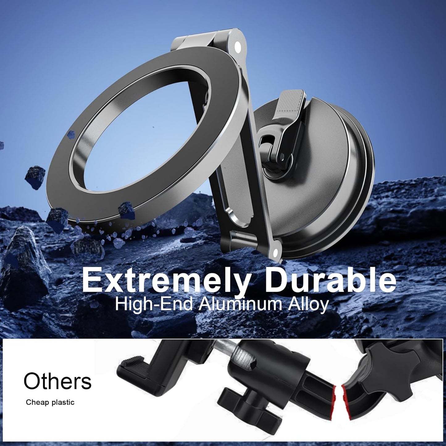 Magnetic Car Mount Never Falling - Dual-Fixing 360° Rotation Dashboard Holder for iPhone 15/14/13/12