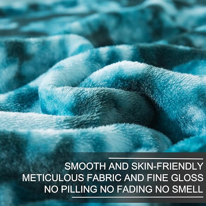 Richave Fuzzy Blanket King Size - Teal, Premium Lightweight Anti-Static, Plush and Furry Faux Fur, Reversible Blankets for King Calking Bed, 90x108 Inches,Teal