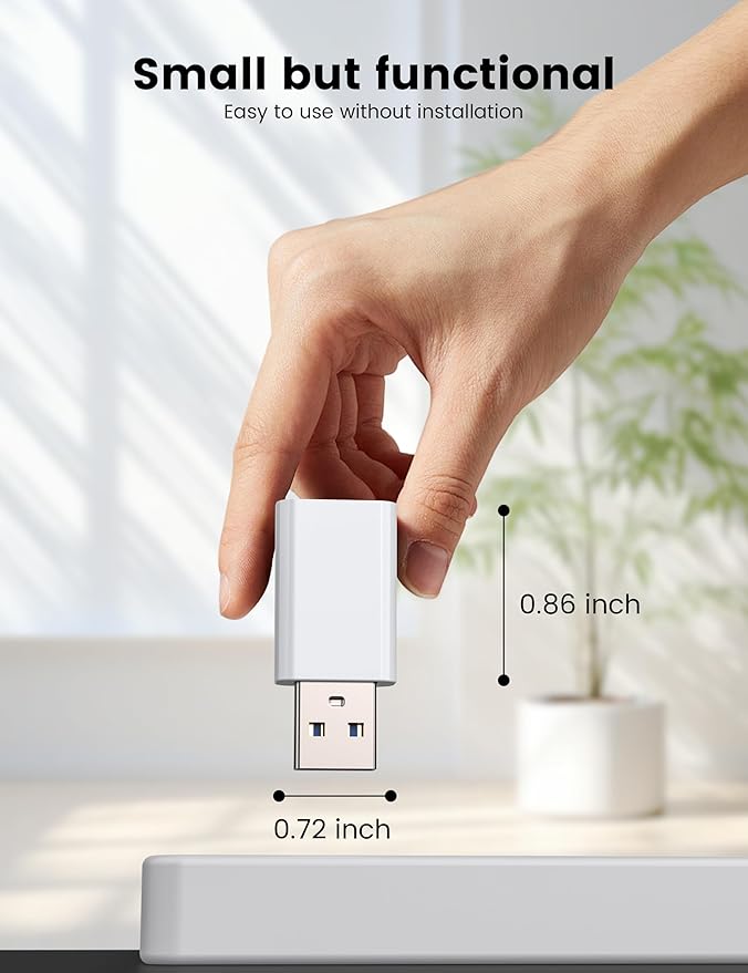MOSWAG USB to USB C Adapter 2 Pack, USB C to USB Adapter, USB to C Adapter Compatible for iPhone 17/16/15 Mini Pro Max, Apple MagSafe Watch 11/10/9/8, Galaxy S20-25, iPad Air Mini 6/7, CarPlay